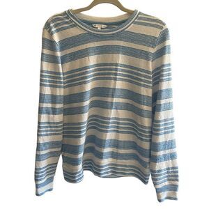 Southern Tide Blue White Striped Cotton Striped Lana Top Sweatshirt Size Medium